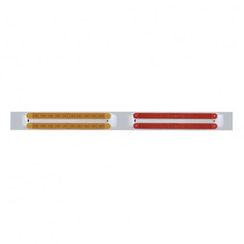 Chrome Top Mud Flap Plate w/ Four 10 LED 9 Light Bars – Amber & Red LED/Amber & Red Lens