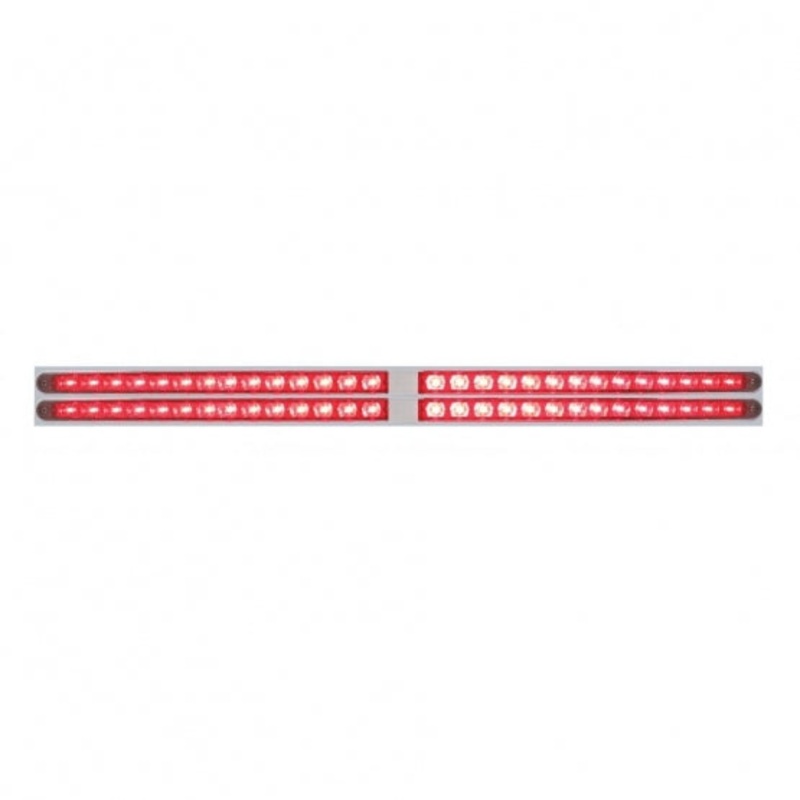 Chrome Top Mud Flap Plate w/ Four 14 LED 24 Light Bars – Red LED/Red Lens
