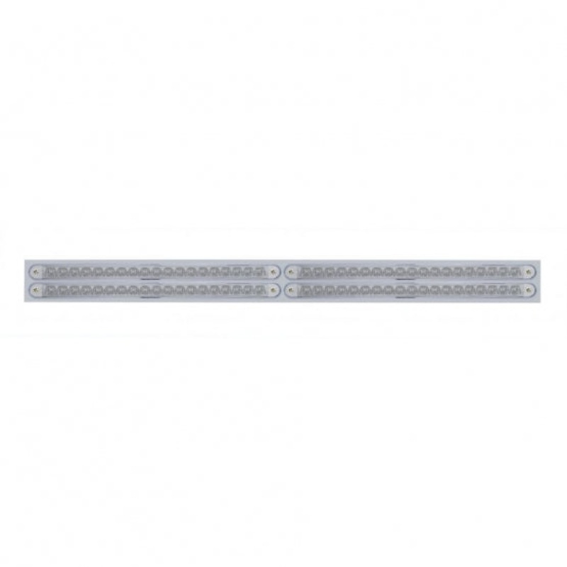 Chrome Top Mud Flap Plate w/ Four 19 LED 12 Reflector Light Bars – Red LED/Clear Lens