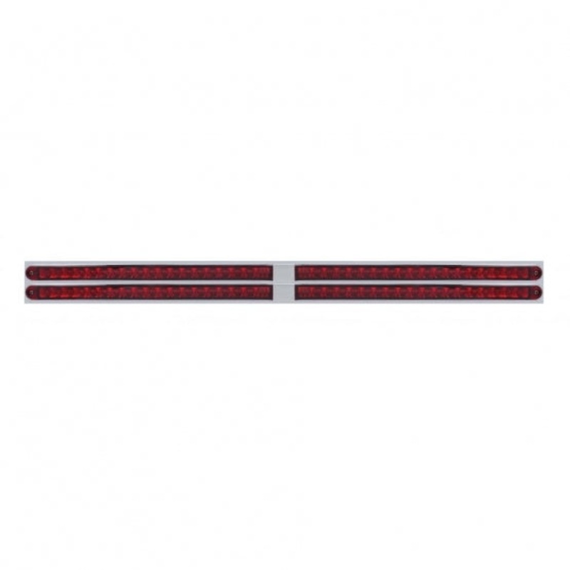 Chrome Top Mud Flap Plate w/ Four 19 LED 24 Reflector Light Bars – Red LED/Red Lens