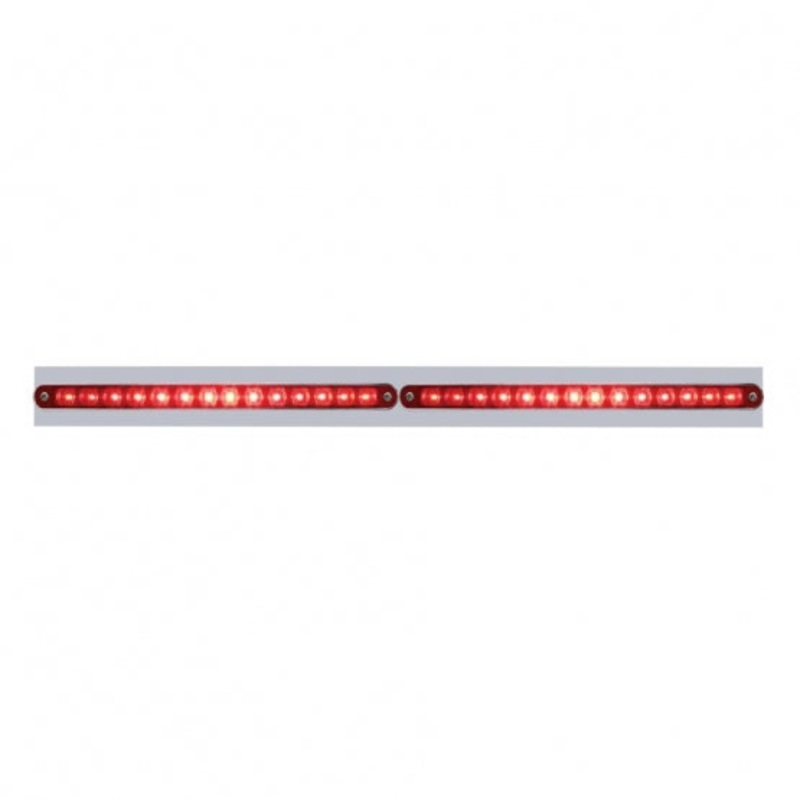 Chrome Top Mud Flap Plate w/ Two 14 LED 12 Light Bars – Red LED/Red Lens