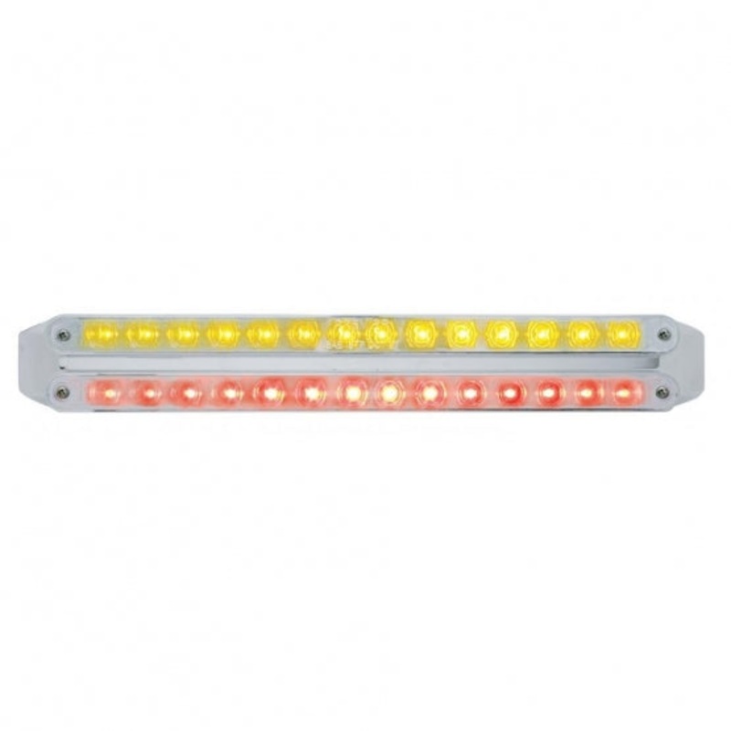Dual 14 LED 12 Light Bars – Amber & Red LED/Chrome Lens