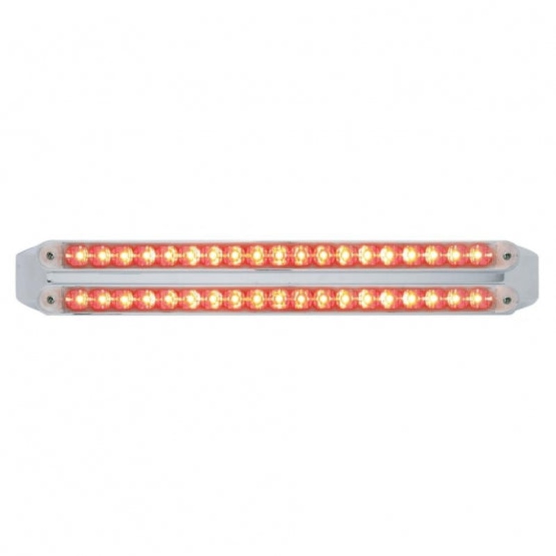 Dual 19 LED 12 Reflector Stop, Turn & Tail Light Bars – Red LED/Clear Lens