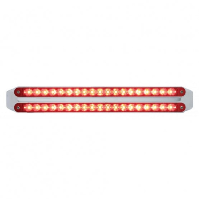 Dual 19 LED 12 Reflector Stop, Turn & Tail Light Bars – Red LED/Red Lens
