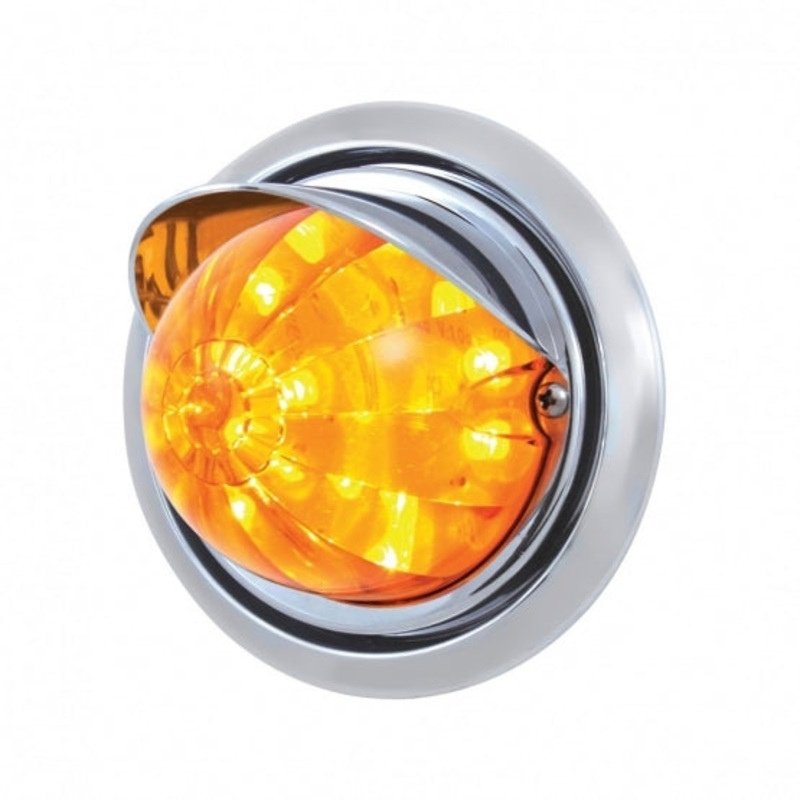 Freightliner Columbia Front Bumper Light w/ 17 LED Dual Function Watermelon Light & Visor – Amber LED/Amber Lens