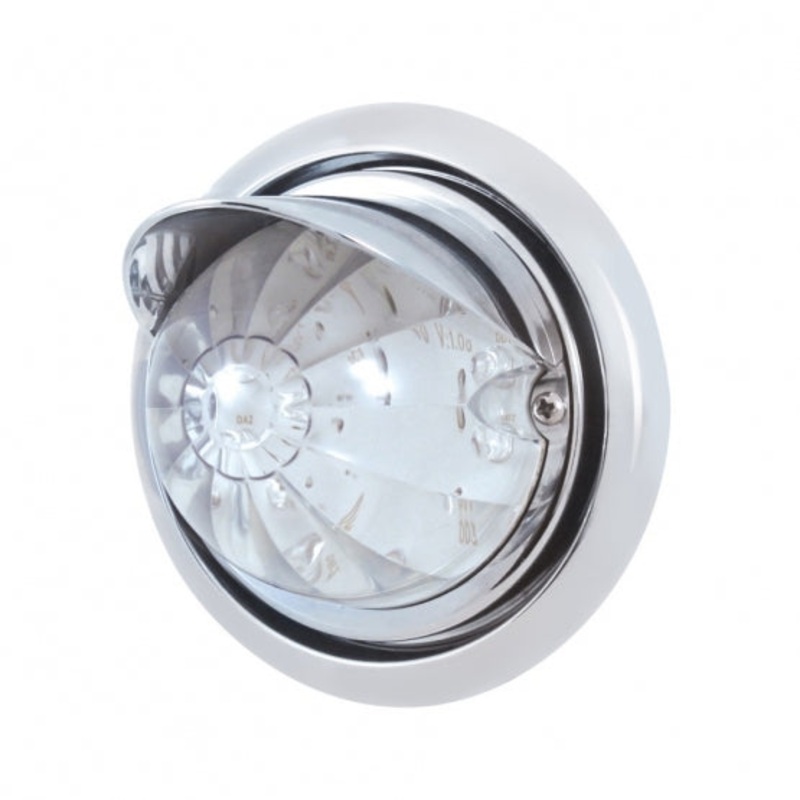 Freightliner Columbia Front Bumper Light w/ 17 LED Dual Function Watermelon Light & Visor – Amber LED/Clear Lens