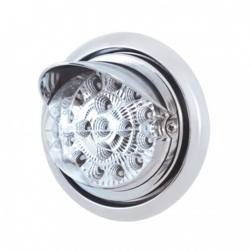 Freightliner Columbia Front Bumper Light w/ 17 LED Reflector Light & Visor – Amber LED/Clear Lens