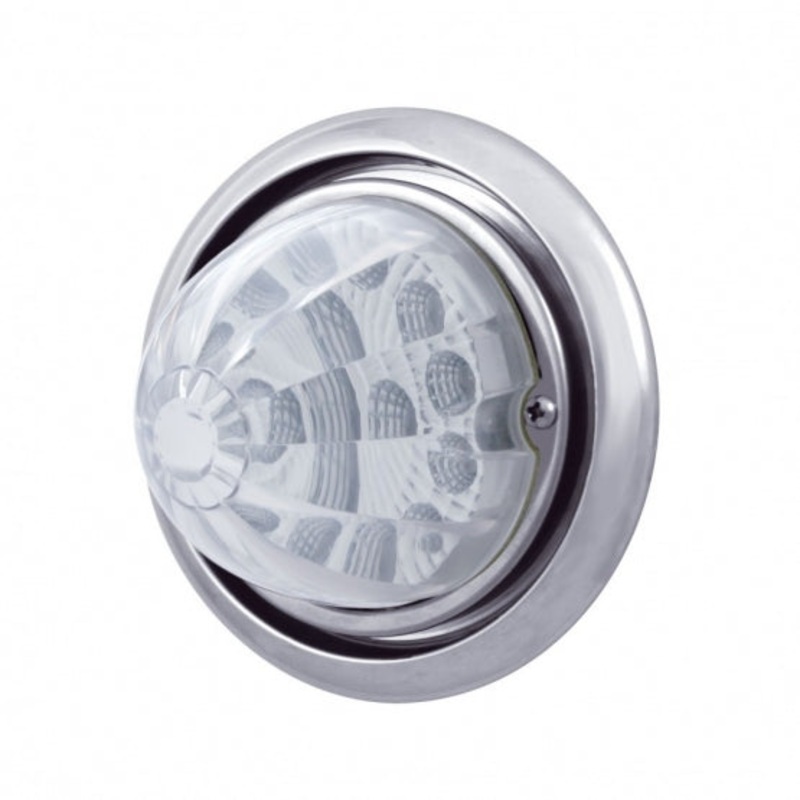 Freightliner Columbia Front Bumper Light w/ 17 LED Reflector Watermelon Light – Amber LED/Clear Lens