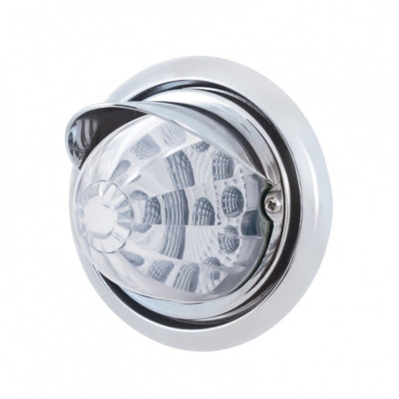 Freightliner Columbia Front Bumper Light w/ 17 LED Reflector Watermelon Light & Visor – Amber LED/Clear Lens