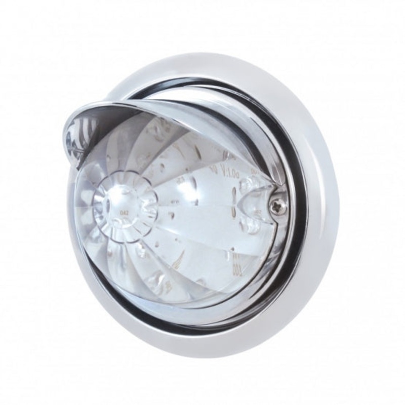 Freightliner Columbia Front Bumper Light w/ 17 LED Watermelon Light & Visor – Amber LED/Clear Lens