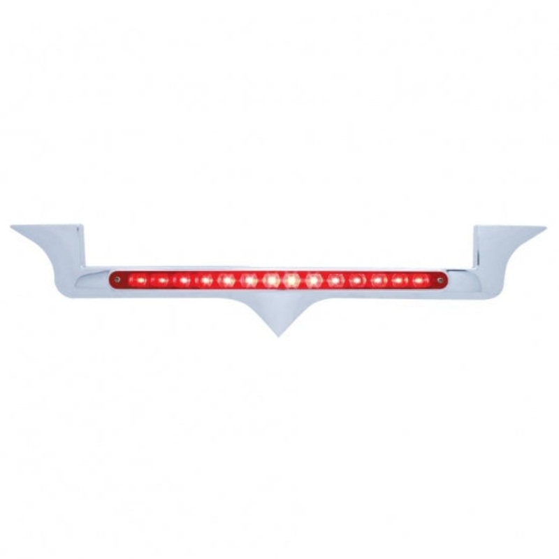 Kenworth Chrome Hood Emblem w/ 14 LED Light Bar – Red LED/Red Lens