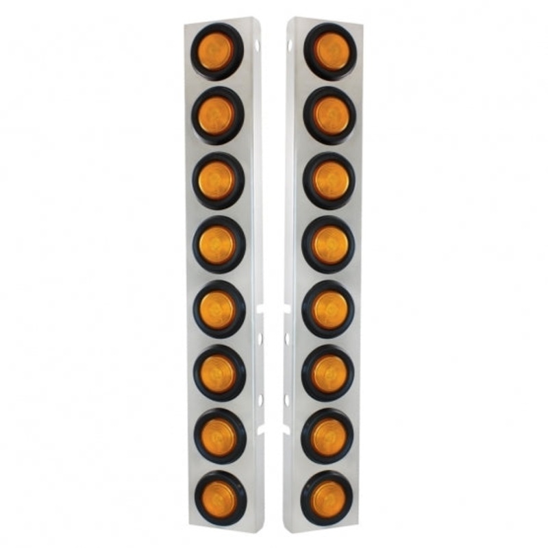 Peterbilt Stainless Front Air Cleaner Bracket w/ Sixteen 2 Flat Lights & Grommets