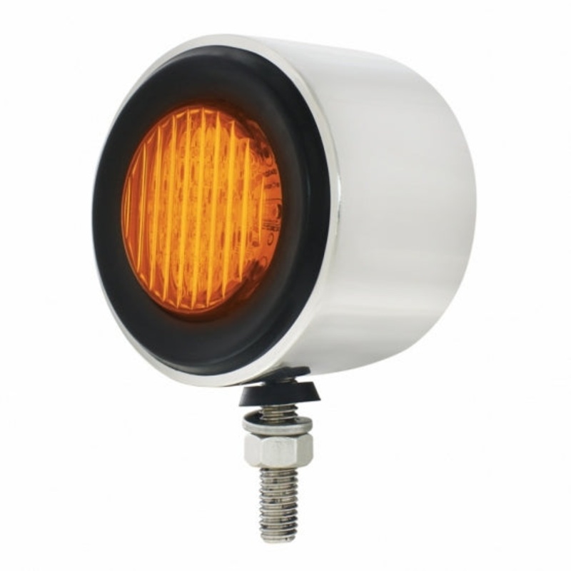Stainless 2 1/2 Double Face Light w/ 13 LED 2 1/2 Lights & Grommets – Amber & Red LED/Amber & Red Lens