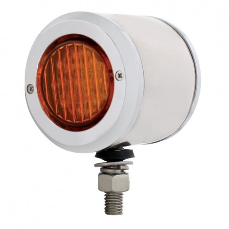 Stainless 2 Double Face Light w/ 9 LED 2 Lights & Bezels – Amber & Red LED/Amber & Red Lens