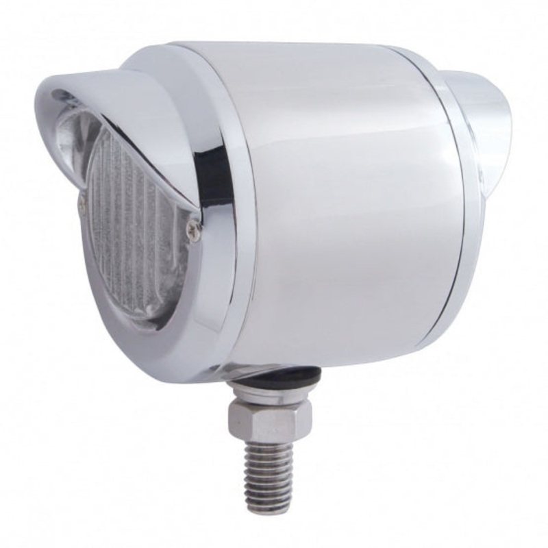 Stainless 2 1/2 Double Face Light w/ 13 LED 2 1/2 Lights & Visors – Amber & Red LED/Clear Lens
