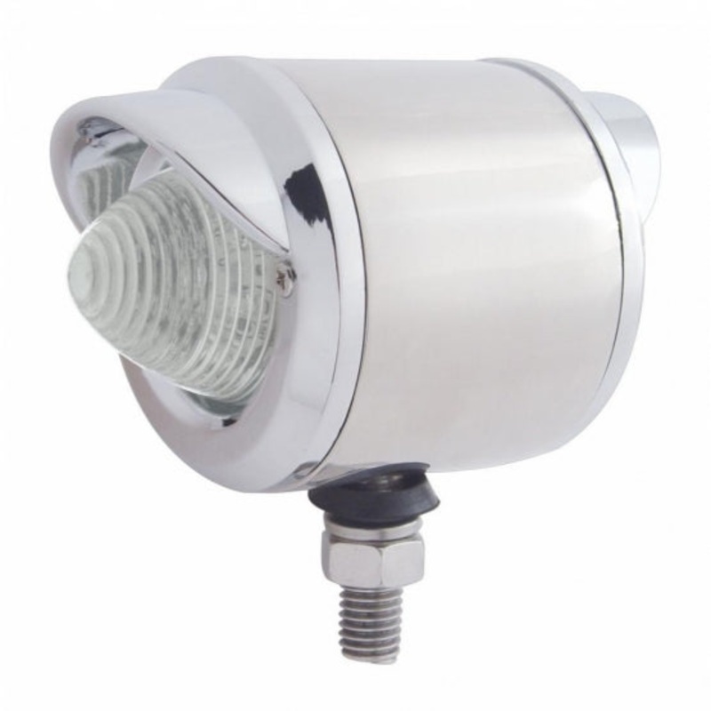 Stainless 2 Double Face Light w/ 9 LED 2 Beehive Lights & Visors – Amber & Red LED/Clear Lens