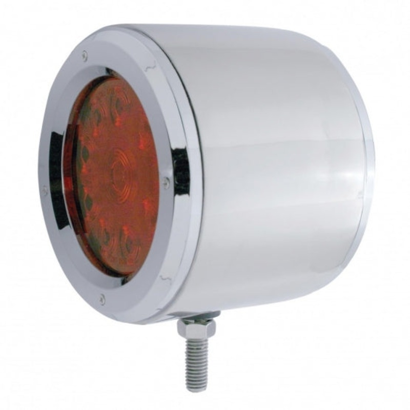 Stainless 4 Double Face Light w/ 10 LED 4 Lights & Bezels – Amber & Red LED/Amber & Red Lens