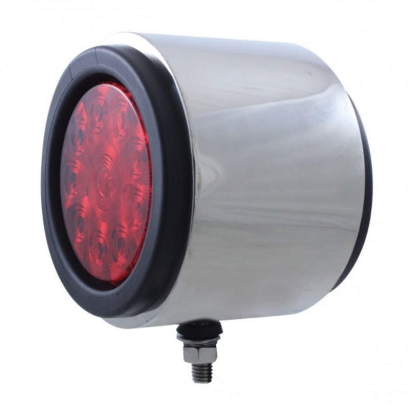 Stainless 4 Double Face Light w/ 10 LED 4 Lights & Grommets – Amber & Red LED/Amber & Red Lens