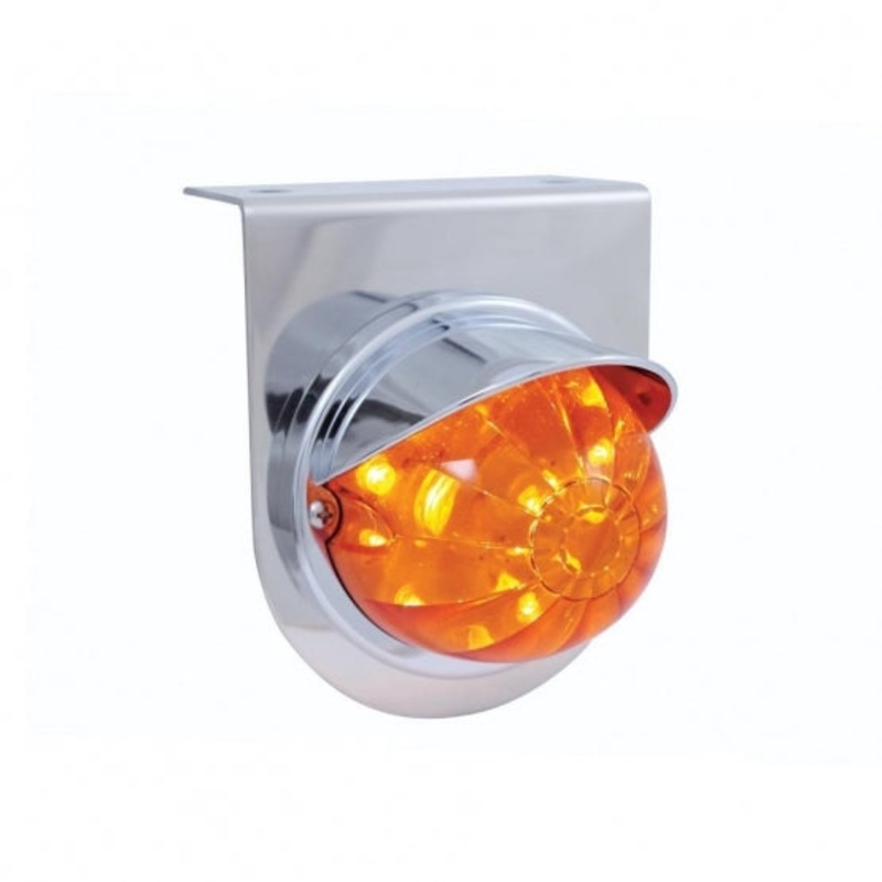 Stainless Light Bracket w/ 17 LED Dual Function Watermelon Light & Visor – Amber LED/Dark Amber Lens