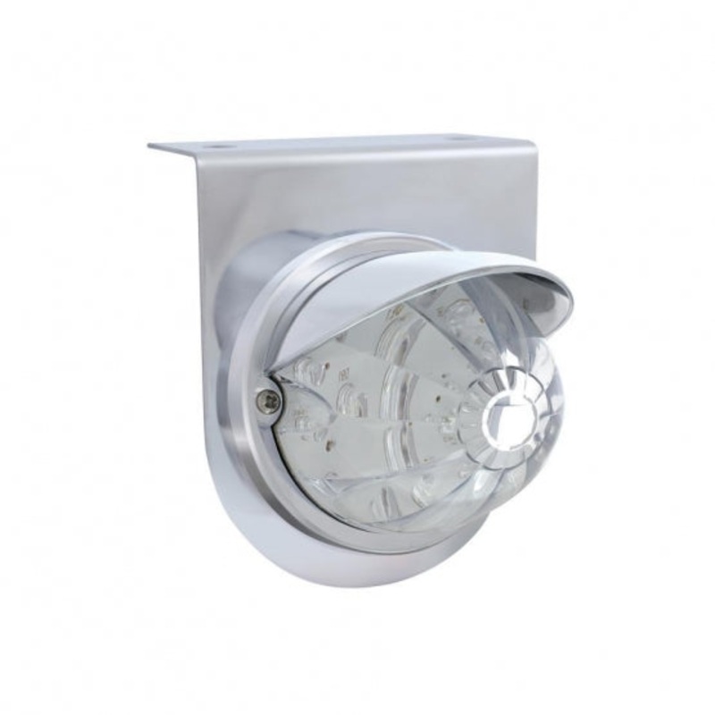 Stainless Light Bracket w/ 17 LED Dual Function Watermelon Light & Visor – Red LED/Clear Lens