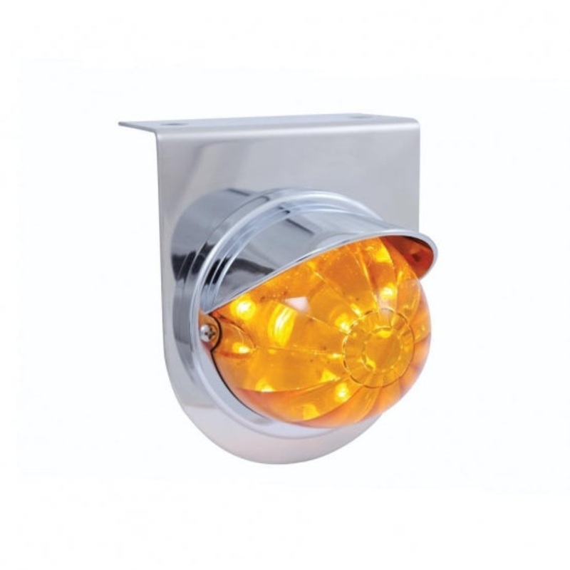 Stainless Light Bracket w/ 17 LED Watermelon Light & Visor – Amber LED/Amber Lens