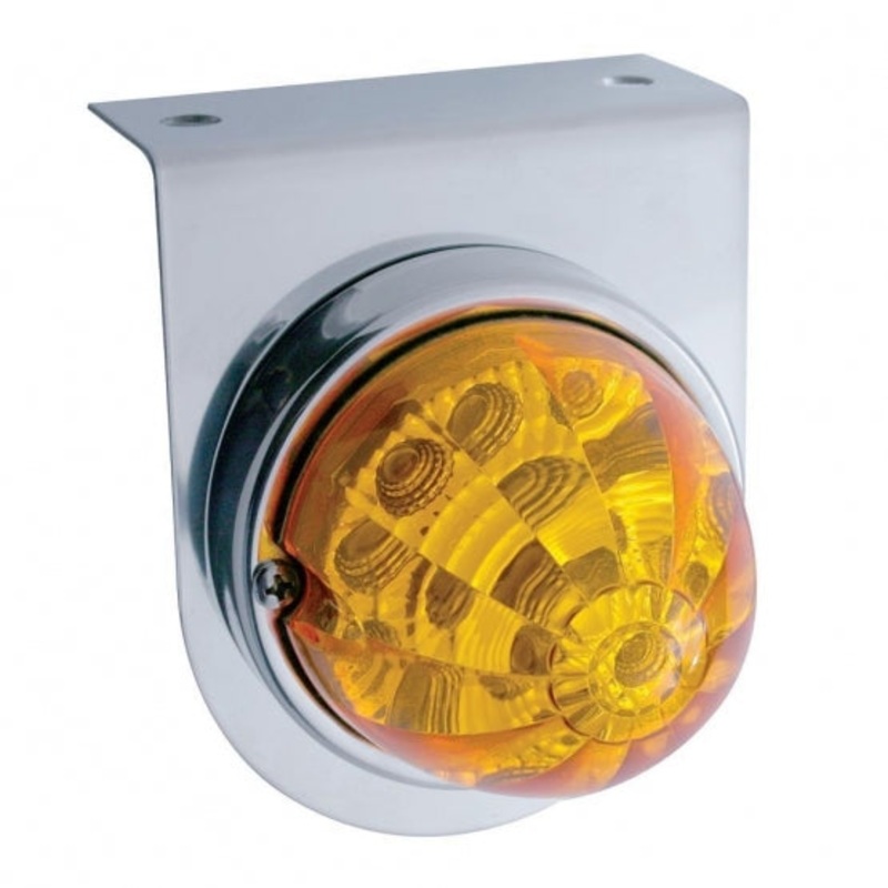 Stainless Light Bracket w/ 17 LED Watermelon Reflector Light – Amber LED/Amber Lens