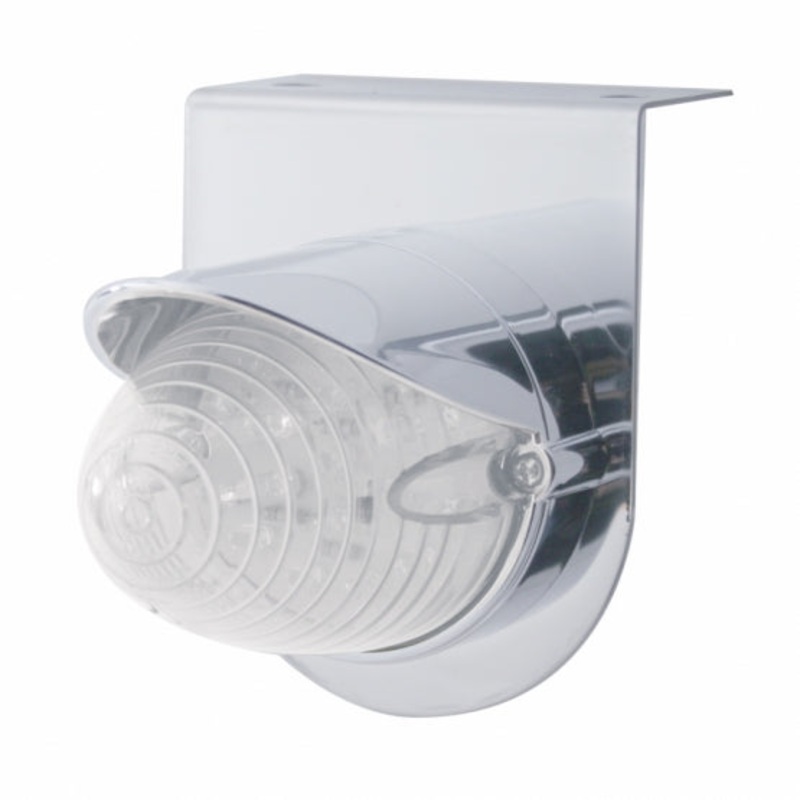 Stainless Light Bracket w/ 19 LED Beehive Light & Visor – Amber LED/Clear Lens
