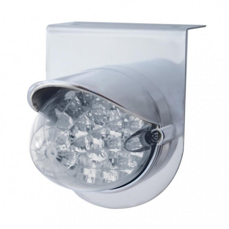 Stainless Light Bracket w/ 19 LED Reflector Light & Visor – Amber LED/Clear Lens