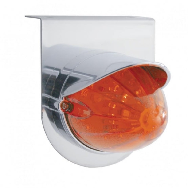 Stainless Light Bracket w/ 19 LED Watermelon Light & Visor – Amber LED/Dark Amber Lens