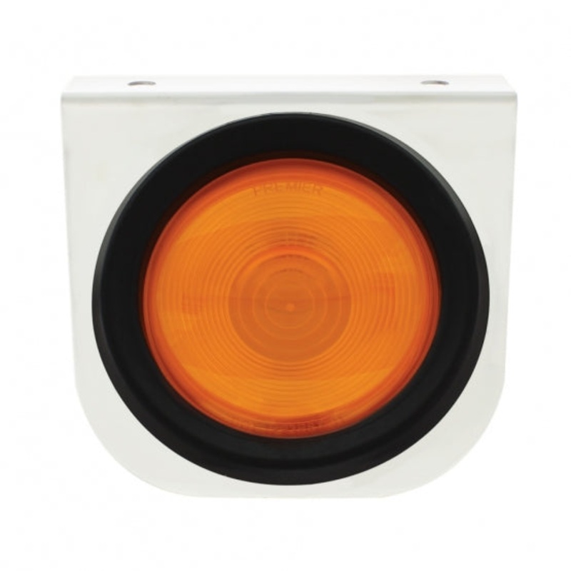 Stainless Light Bracket w/ 4 Light & Grommet – Amber Lens