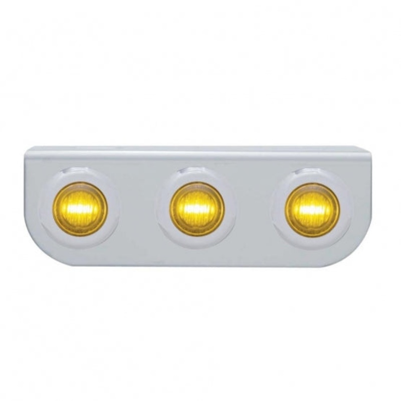 Stainless Light Bracket w/ Three 3 LED Mini Lights – Amber LED/Amber Lens