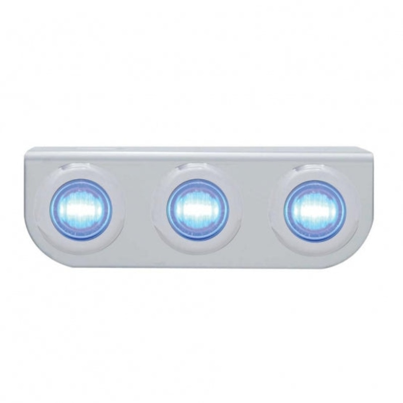 Stainless Light Bracket w/ Three 3 LED Mini Lights – Blue LED/Clear Lens
