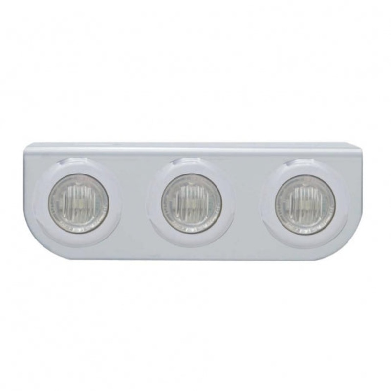 Stainless Light Bracket w/ Three 3 LED Mini Lights – Red LED/Clear Lens