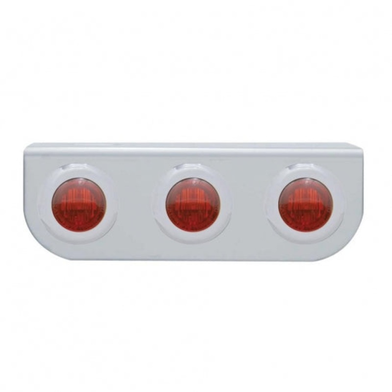 Stainless Light Bracket w/ Three 3 LED Mini Lights – Red LED/Red Lens