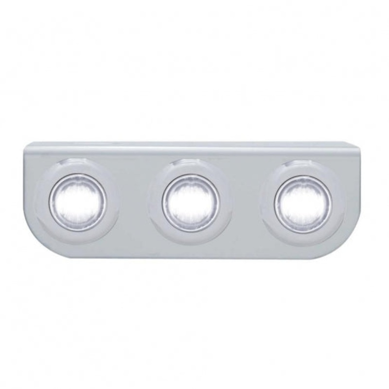 Stainless Light Bracket w/ Three 3 LED Mini Lights – White LED/Clear Lens