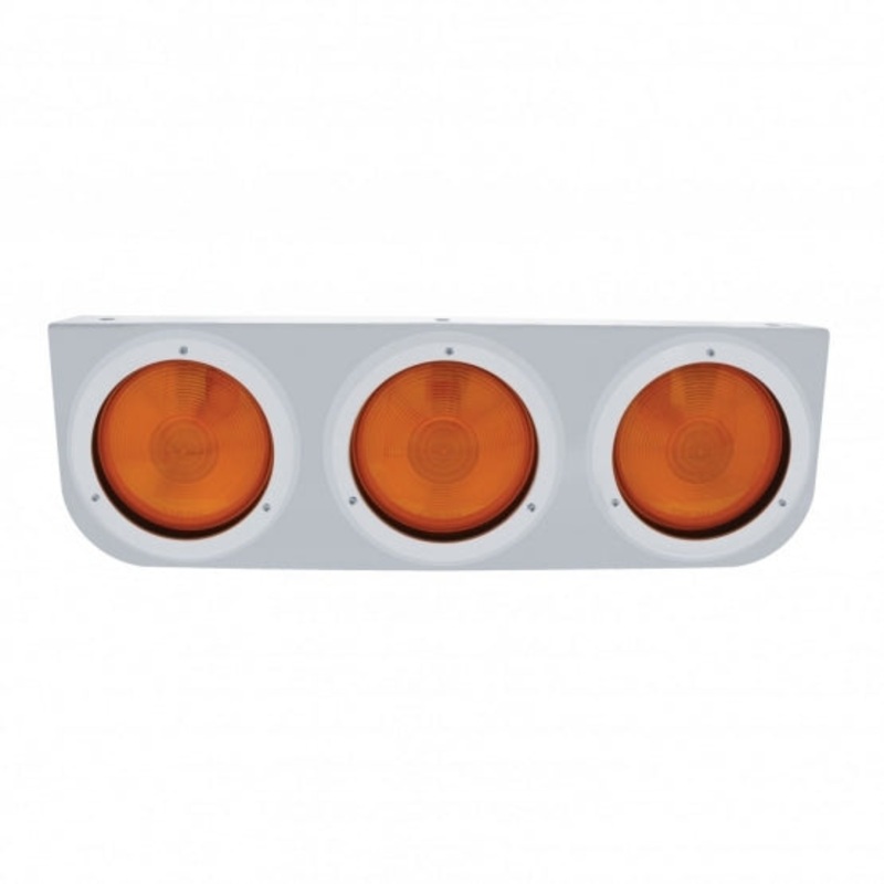 Stainless Light Bracket w/ Three 4 Lights & Bezels – Amber Lens