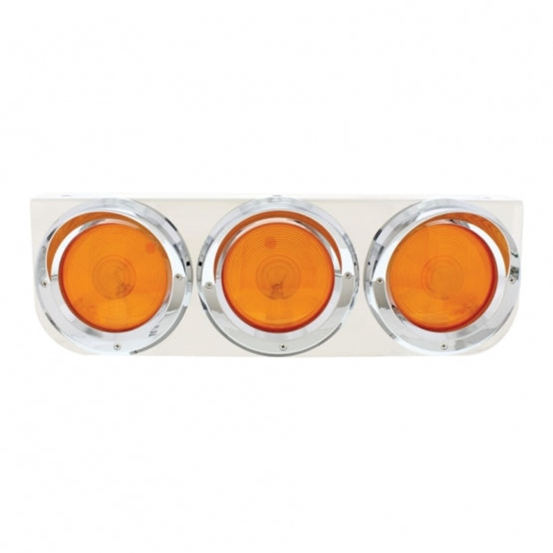 Stainless Light Bracket w/ Three 4 Lights & Visors – Amber Lens
