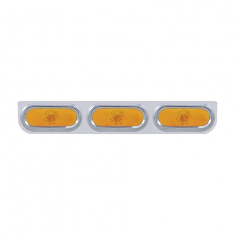 Stainless Light Bracket w/ Three 6 Oval Lights & Visors – Amber Lens