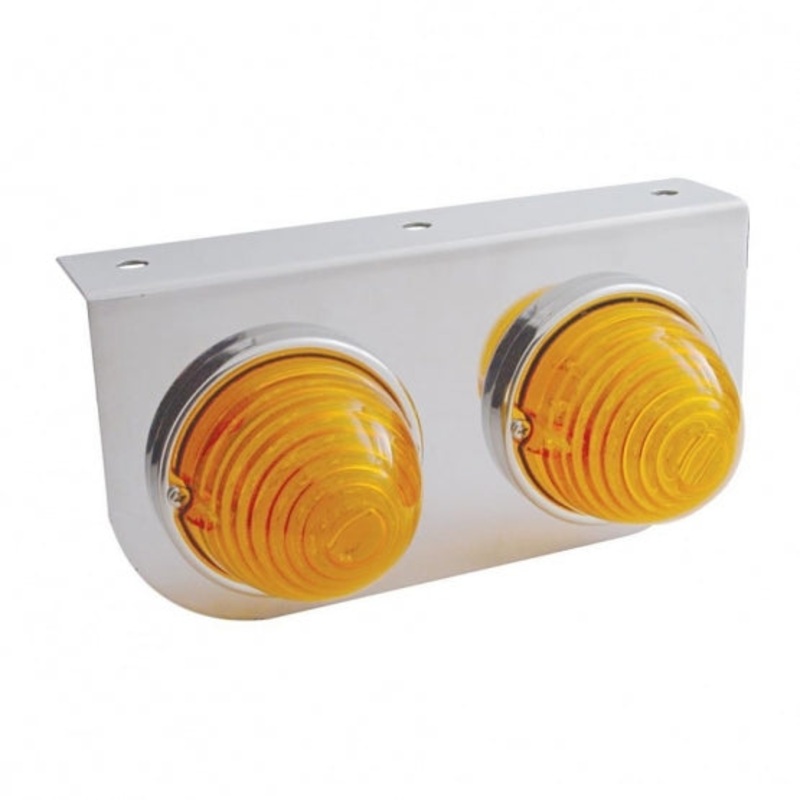 Stainless Light Bracket w/ Two 17 LED Beehive Lights – Amber LED/Amber Lens