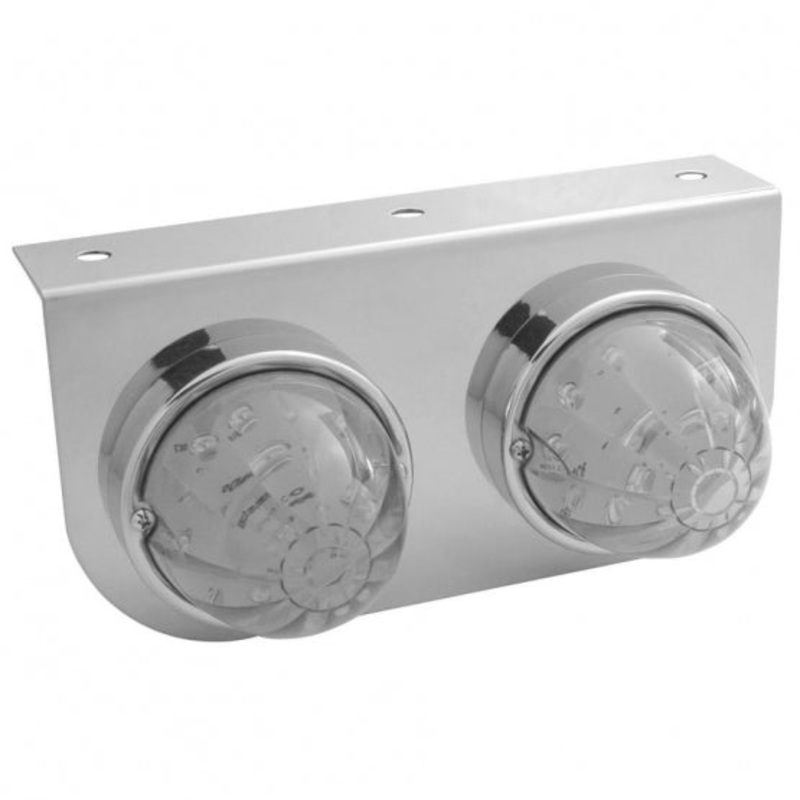 Stainless Light Bracket w/ Two 17 LED Dual Function Watermelon Lights – Red LED/Clear Lens