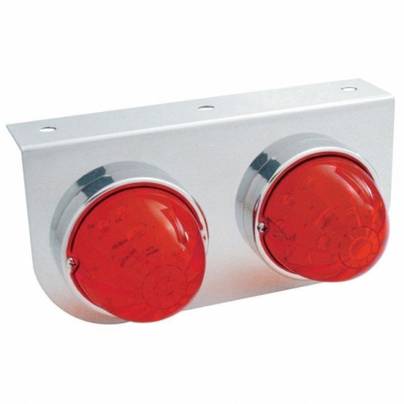 Stainless Light Bracket w/ Two 17 LED Dual Function Watermelon Lights – Red LED/Red Lens