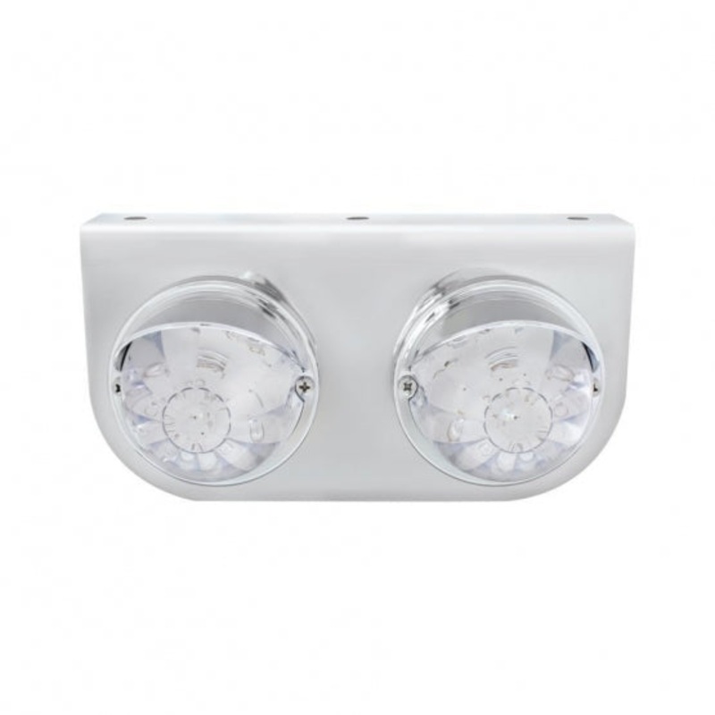 Stainless Light Bracket w/ Two 17 LED Dual Function Watermelon Lights & Visors – Red LED/Clear Lens
