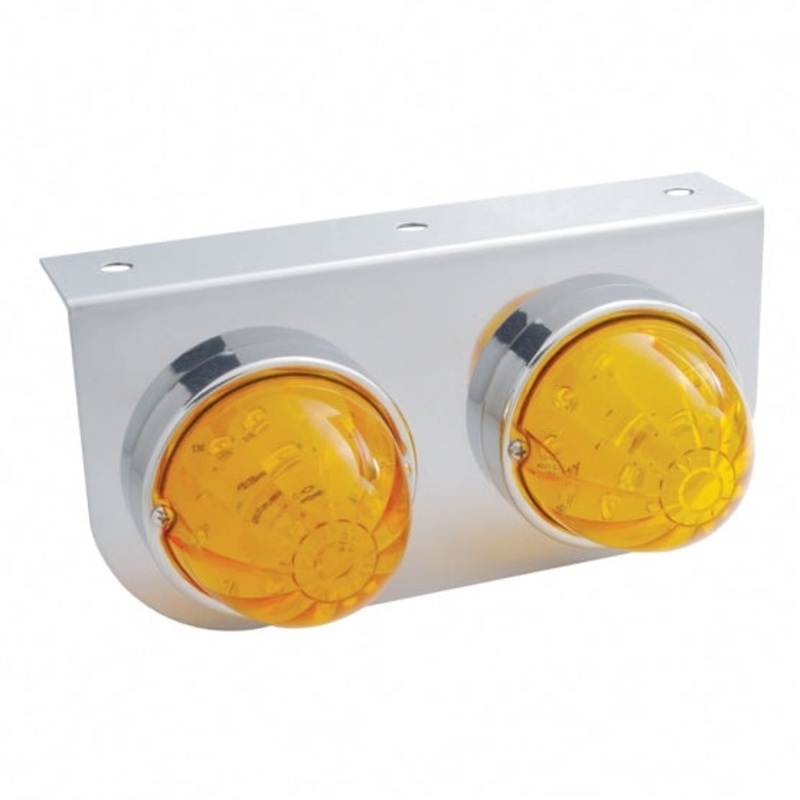 Stainless Light Bracket w/ Two 17 LED Watermelon Lights – Amber LED/Amber Lens