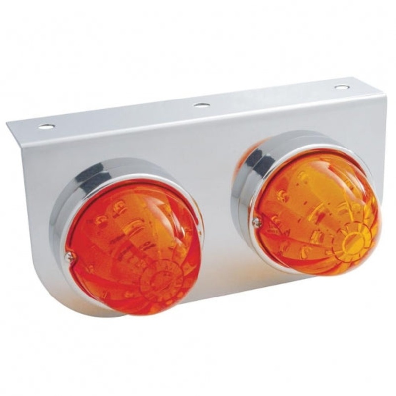 Stainless Light Bracket w/ Two 17 LED Watermelon Lights – Amber LED/Dark Amber Lens