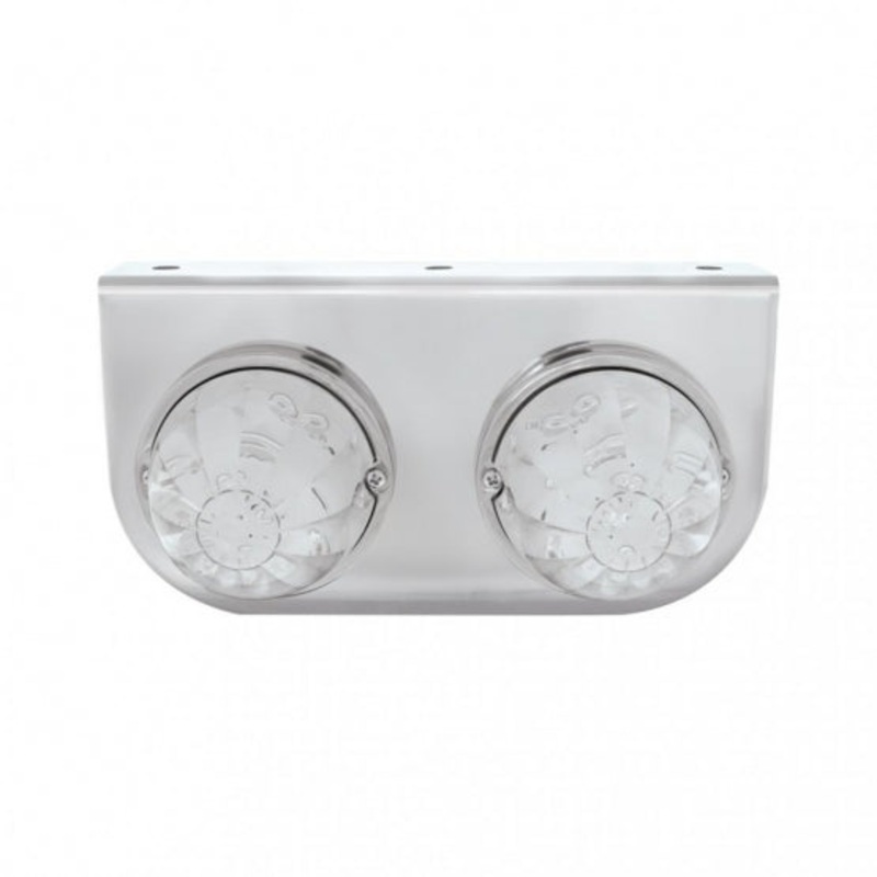 Stainless Light Bracket w/ Two 17 LED Watermelon Lights – Red LED/Clear Lens