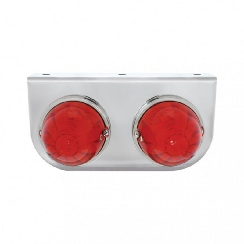 Stainless Light Bracket w/ Two 17 LED Watermelon Lights – Red LED/Red Lens