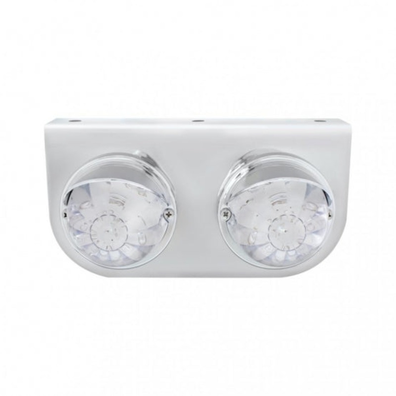 Stainless Light Bracket w/ Two 17 LED Watermelon Lights & Visors – Red LED/Clear Lens