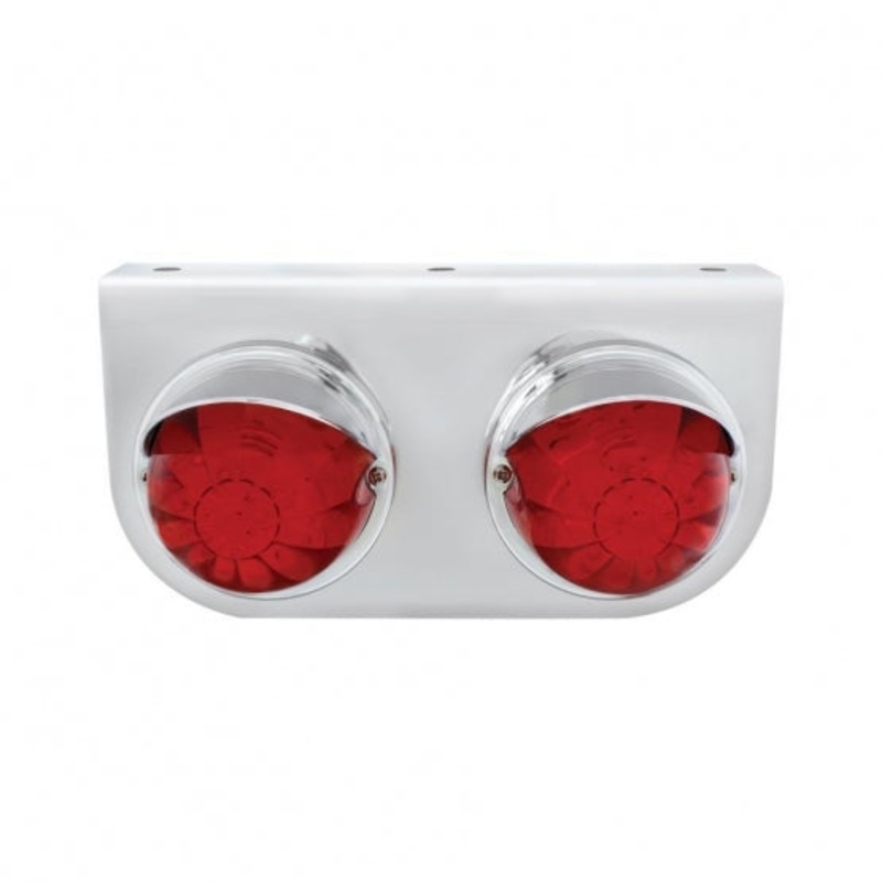 Stainless Light Bracket w/ Two 17 LED Watermelon Lights & Visors – Red LED/Red Lens