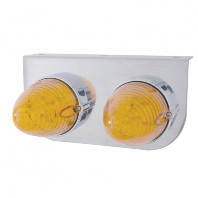 Stainless Light Bracket w/ Two 19 LED Beehive Lights – Amber LED/Amber Lens