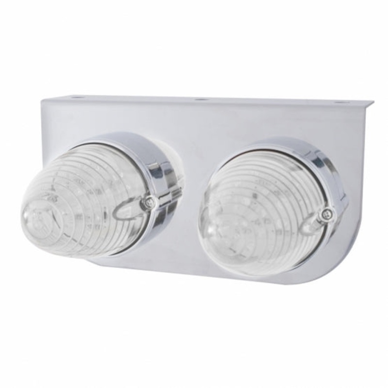 Stainless Light Bracket w/ Two 19 LED Beehive Lights – Amber LED/Clear Lens